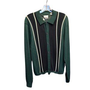 Green Button-Up Men's Sweater